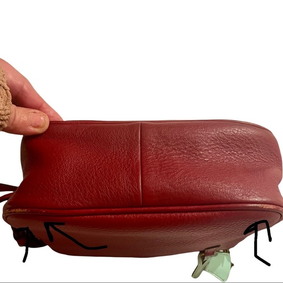 J CREW SIGNET LEATHER CROSSBODY BAG VIVID BURGUNDY - Picture 11 of 14